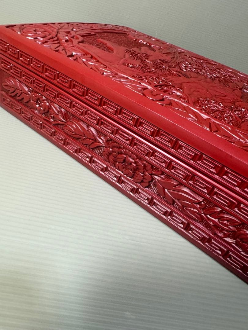 2266  昭和レトロ 仙台堆朱 漆塗り 筆箱 文箱 小物入れ 未使用