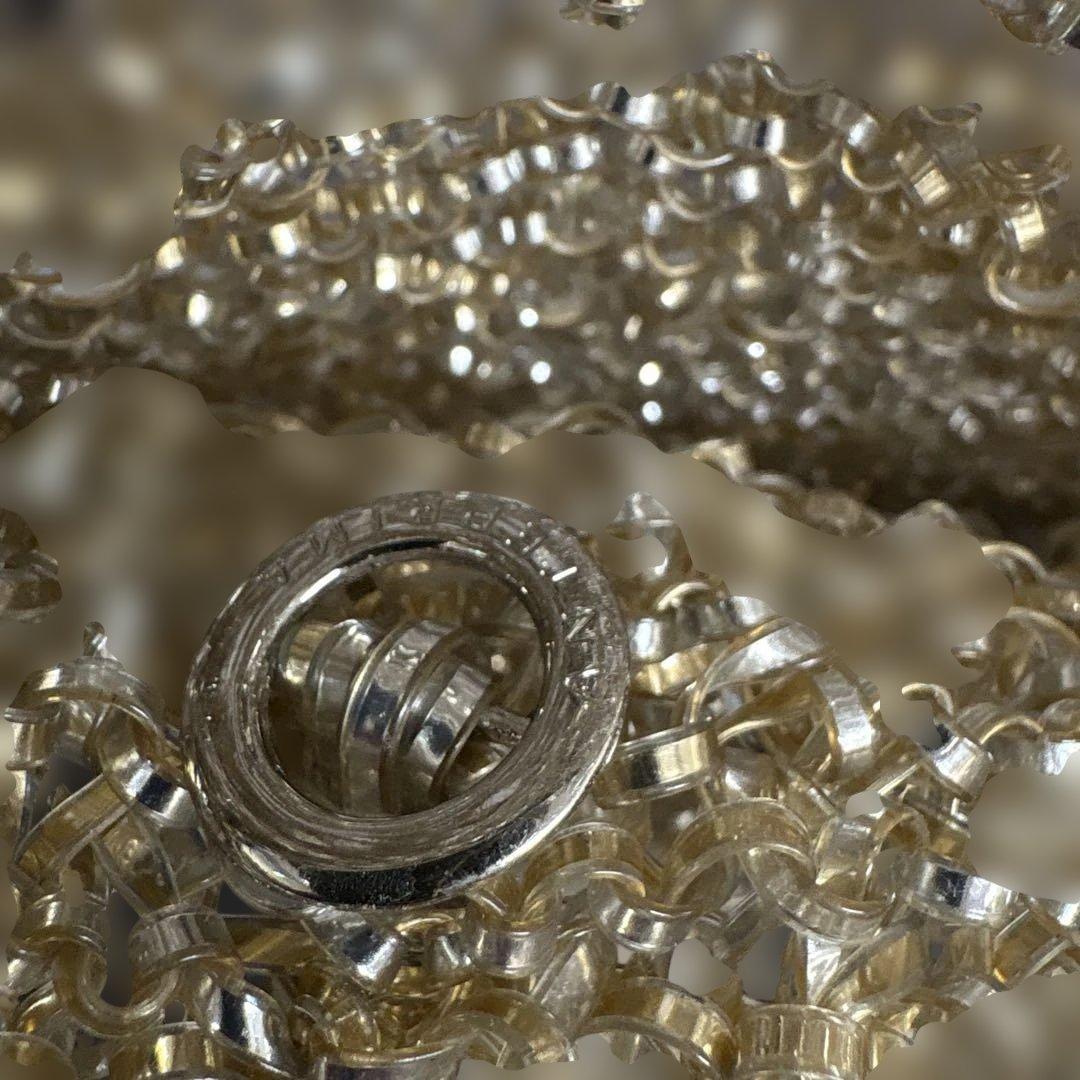 アンテプリマ　ワイヤーハンドバッグ　がま口　リボン　ゴールド