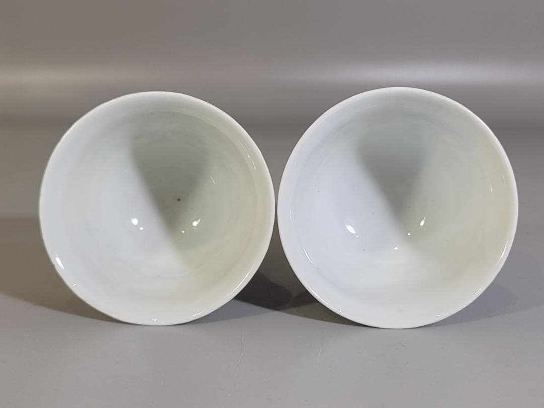 中国 白磁 高碗 一対 官 銘