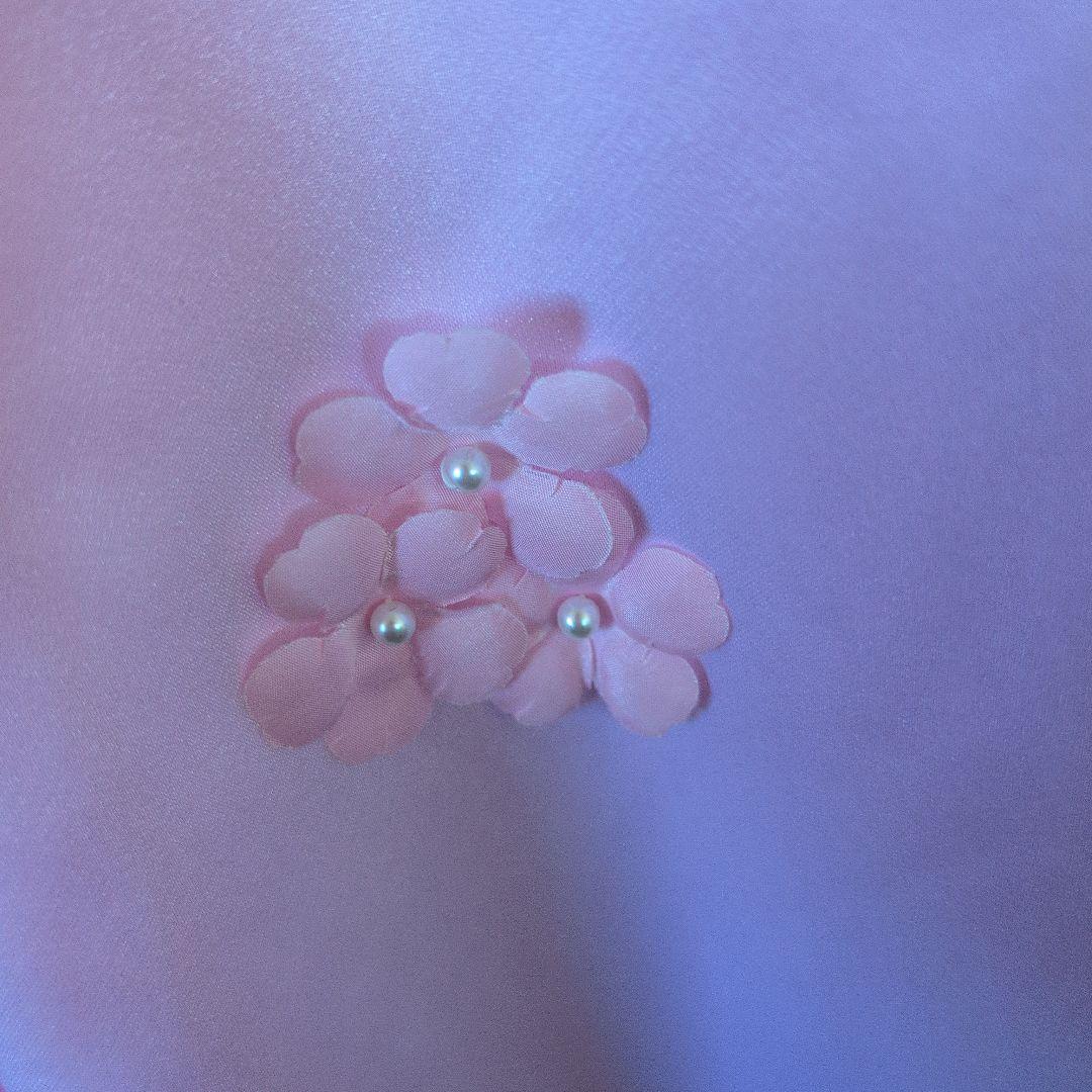 【上質サテン】ピンク カラードレス 花柄トップス お色直しにも♪