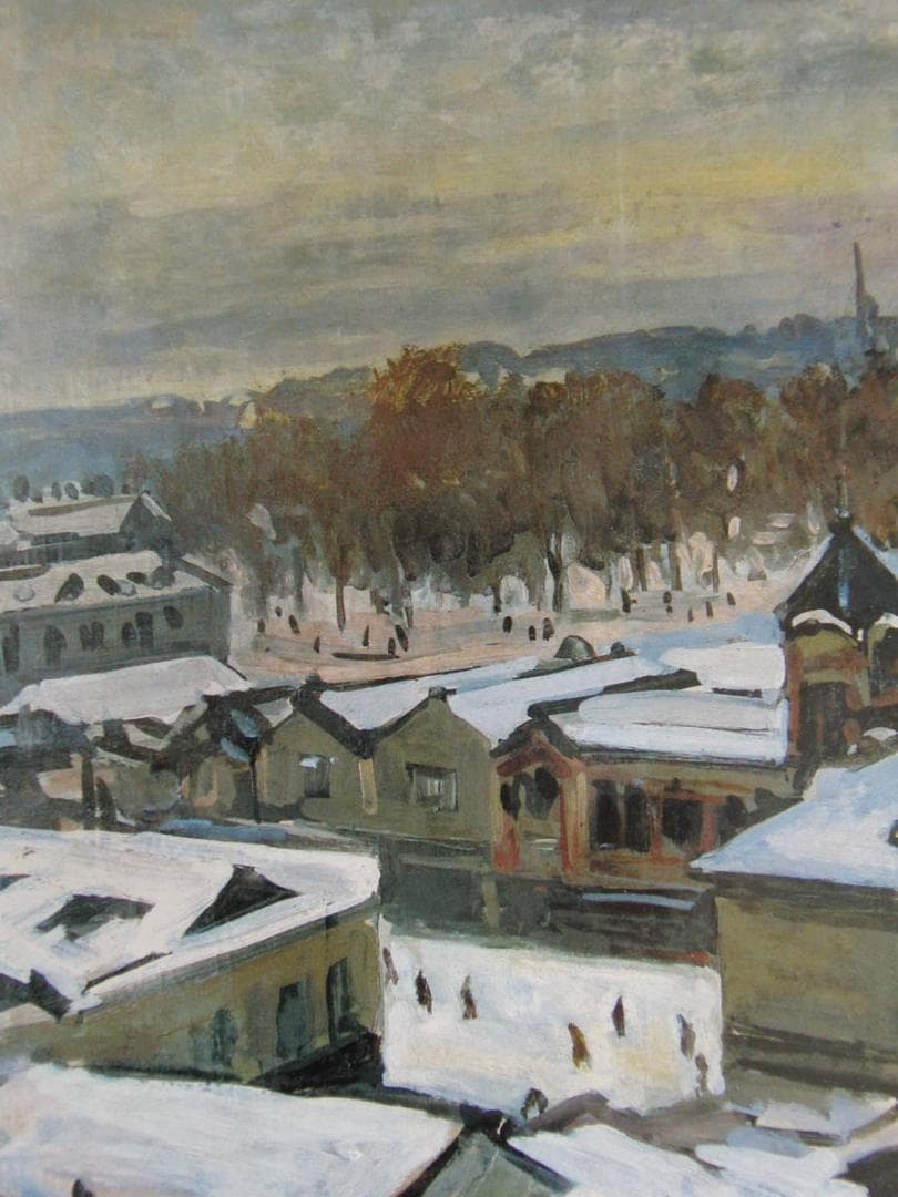 松島正幸、【札幌雪日】、希少な大判額装用画集より、美品、日本人画家、新品額装付