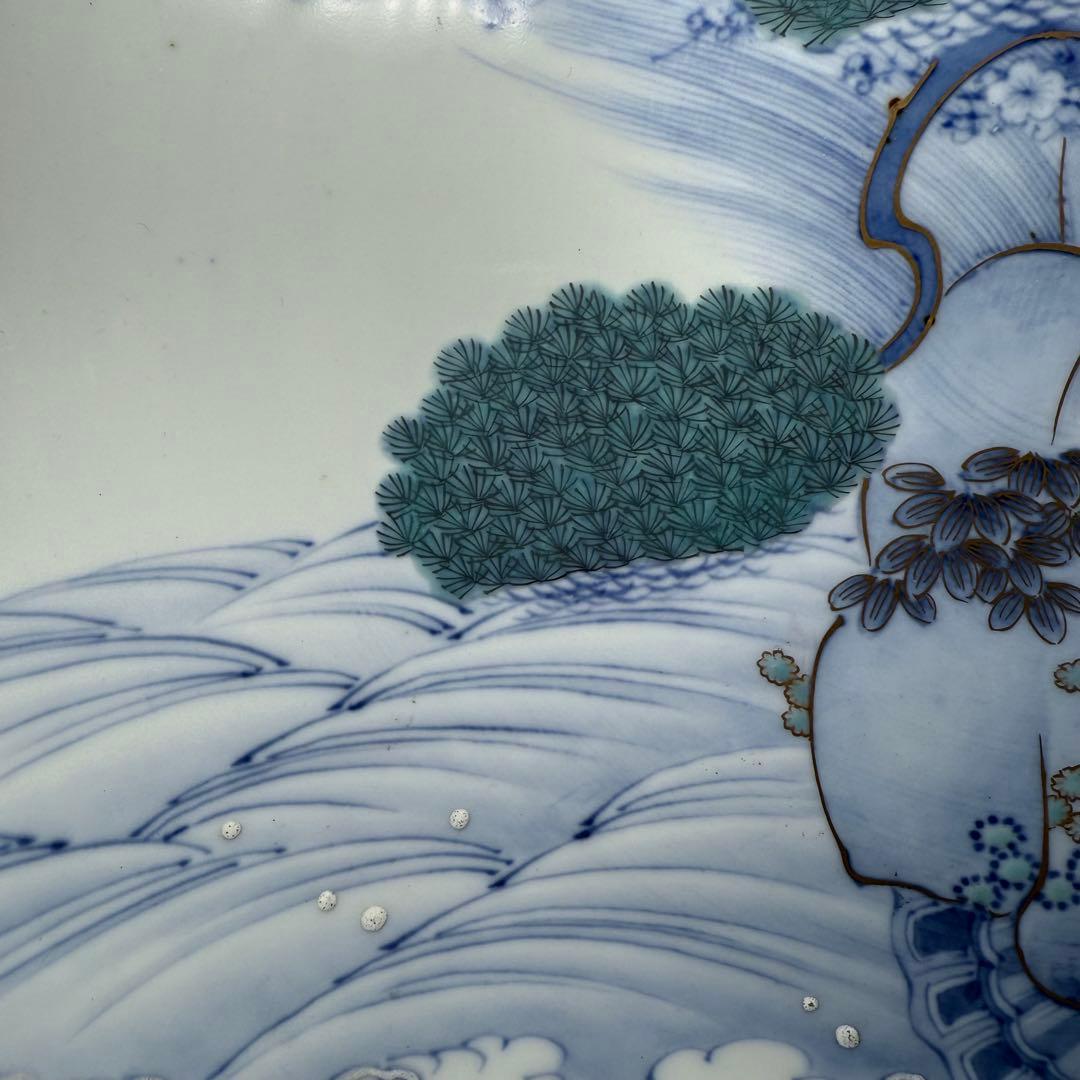 明治〜大正期　幻の窯　蔵春亭久富製磁所　染錦鶴亀文大鉢　超絶細密絵付　博物館級