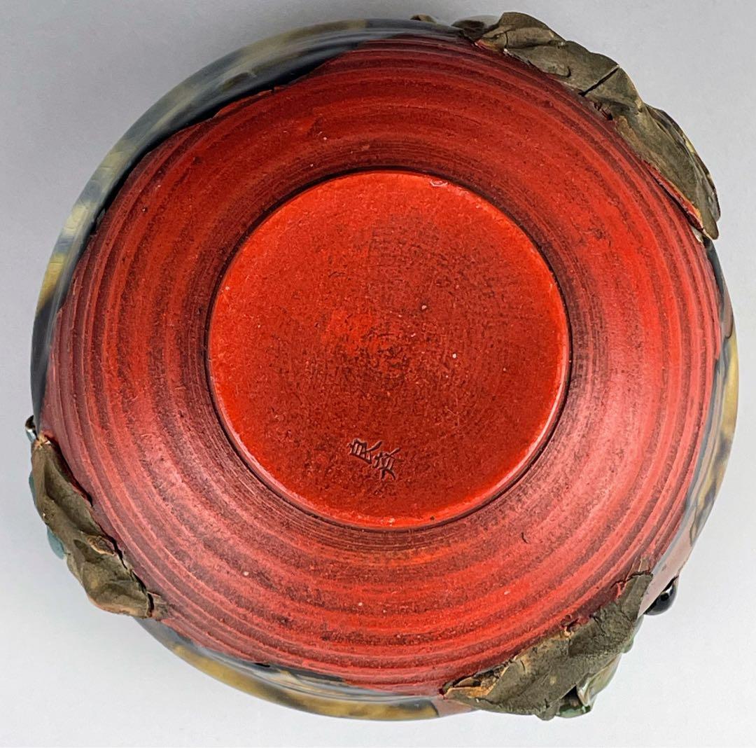 隅田焼 井上良斎 高浮彫人物立体造形焼物 明治期 ボウル トレイ 深皿 鉢