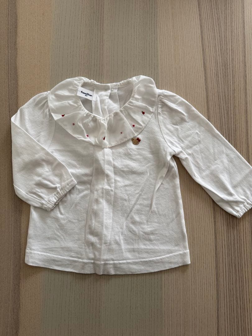 familiar フリル付きホワイトシャツ 80サイズ familiar フリル襟シャツ