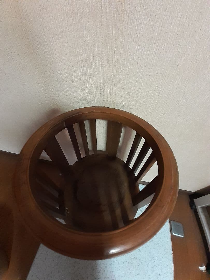 火鉢 木製 スラットデザイン ブラウン 台座付