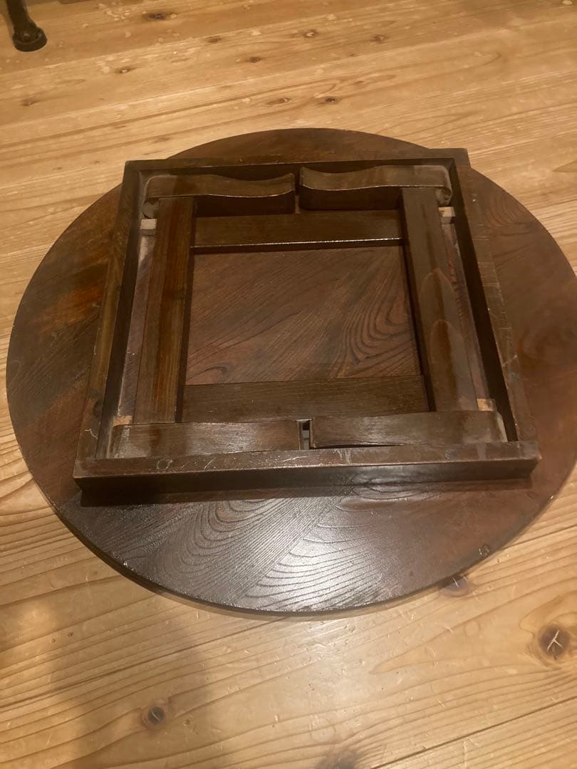 昭和レトロ 古い木製丸ローテーブル 折畳丸ちゃぶ台14直径600 楽天市場