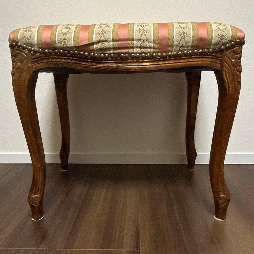 イタリア製 スツール チェア 椅子 猫脚 腰掛け ピンク ストライプ