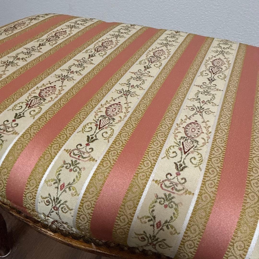 イタリア製 スツール チェア 椅子 猫脚 腰掛け ピンク ストライプ