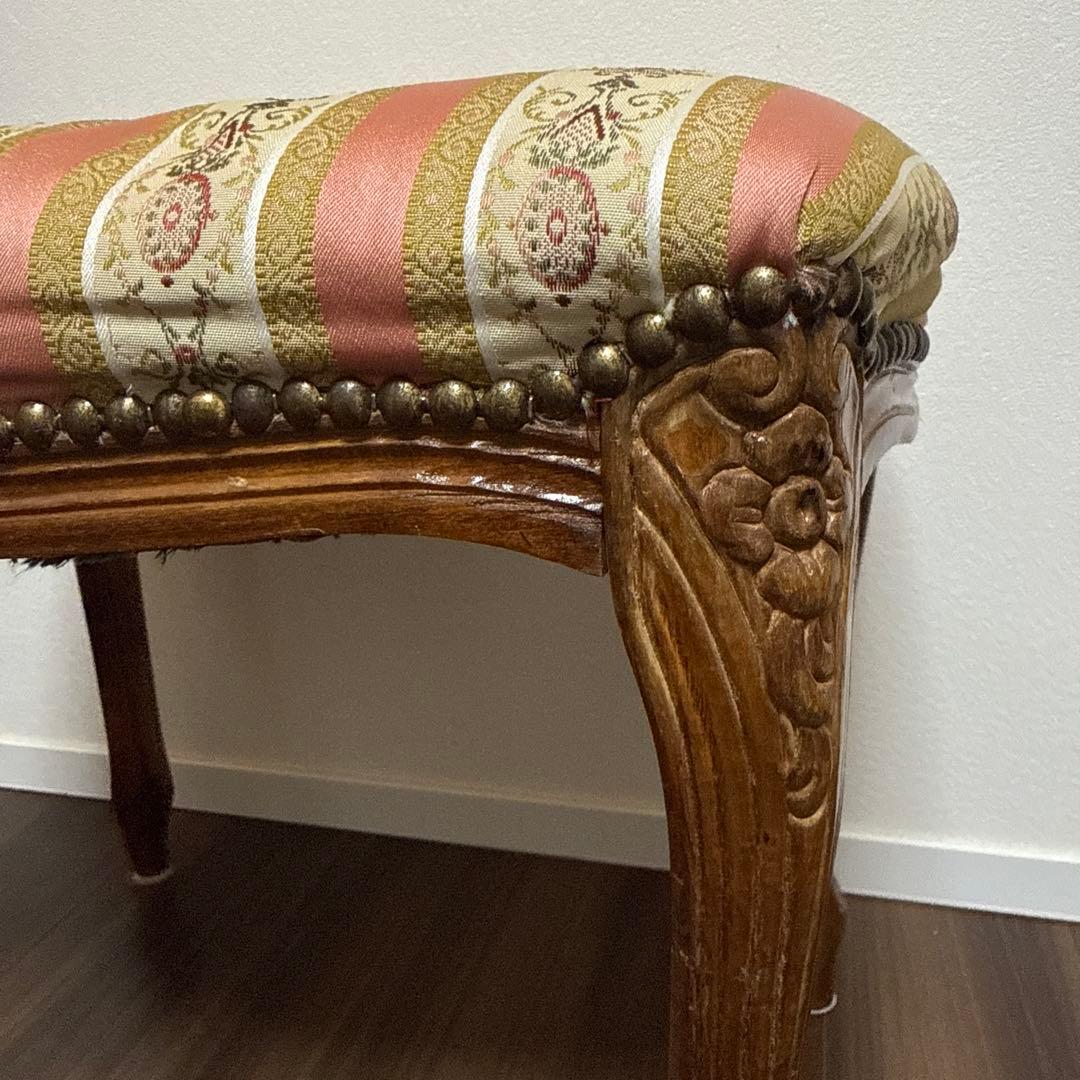 イタリア製 スツール チェア 椅子 猫脚 腰掛け ピンク ストライプ