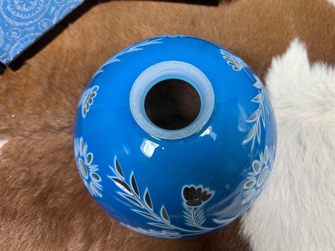 電傘 電傘 青色 切子電笠 シェードランプ 氷コップ 色硝子 乳白硝子