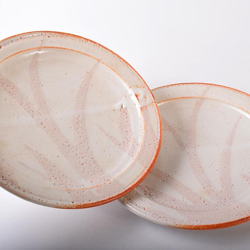 和食器 美濃焼 安藤日出武作 紅志野 草文 平皿 五客 共箱 M R7893B