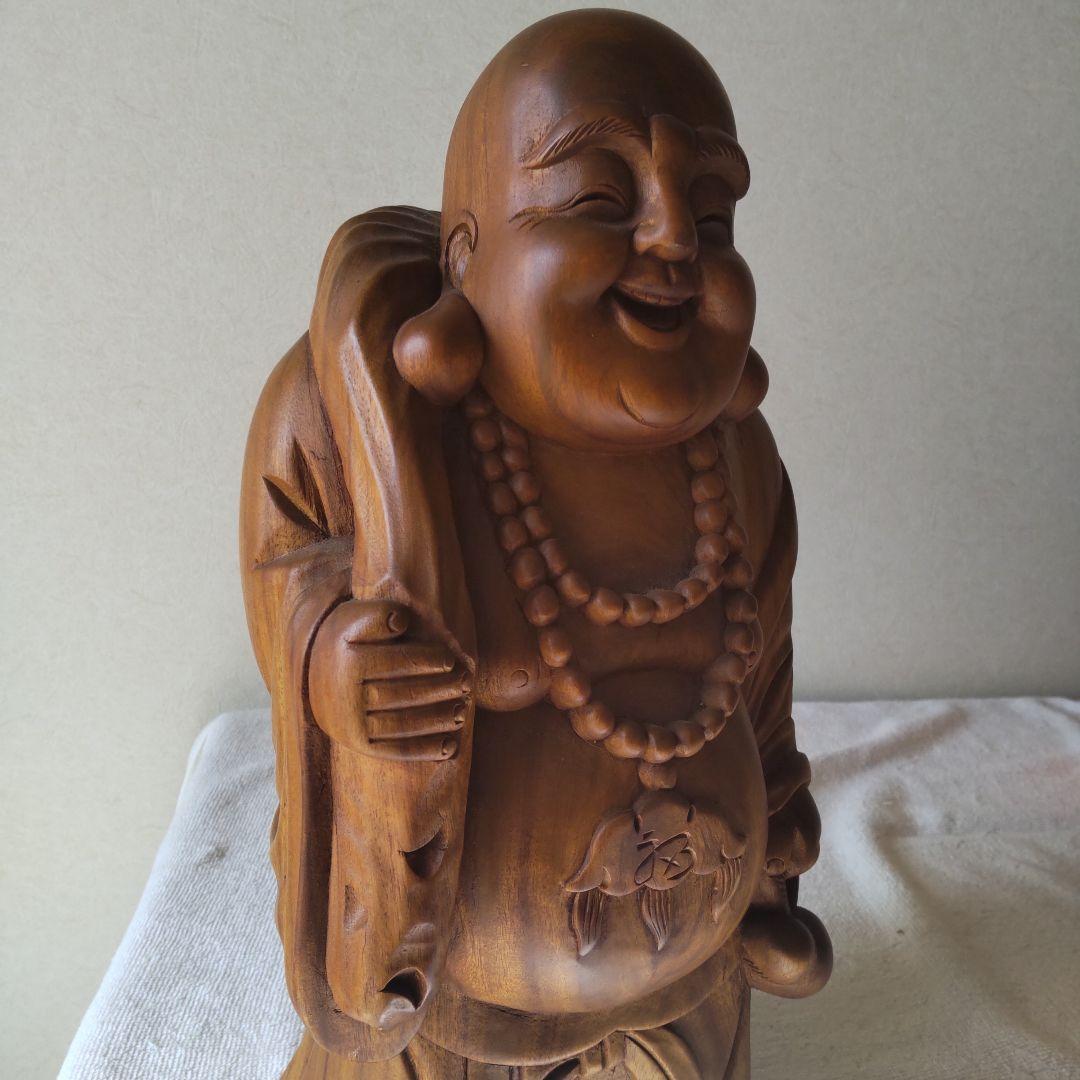 美品 布袋様 35㎝ 3㎏ 芯材上等品の木彫り 布袋尊