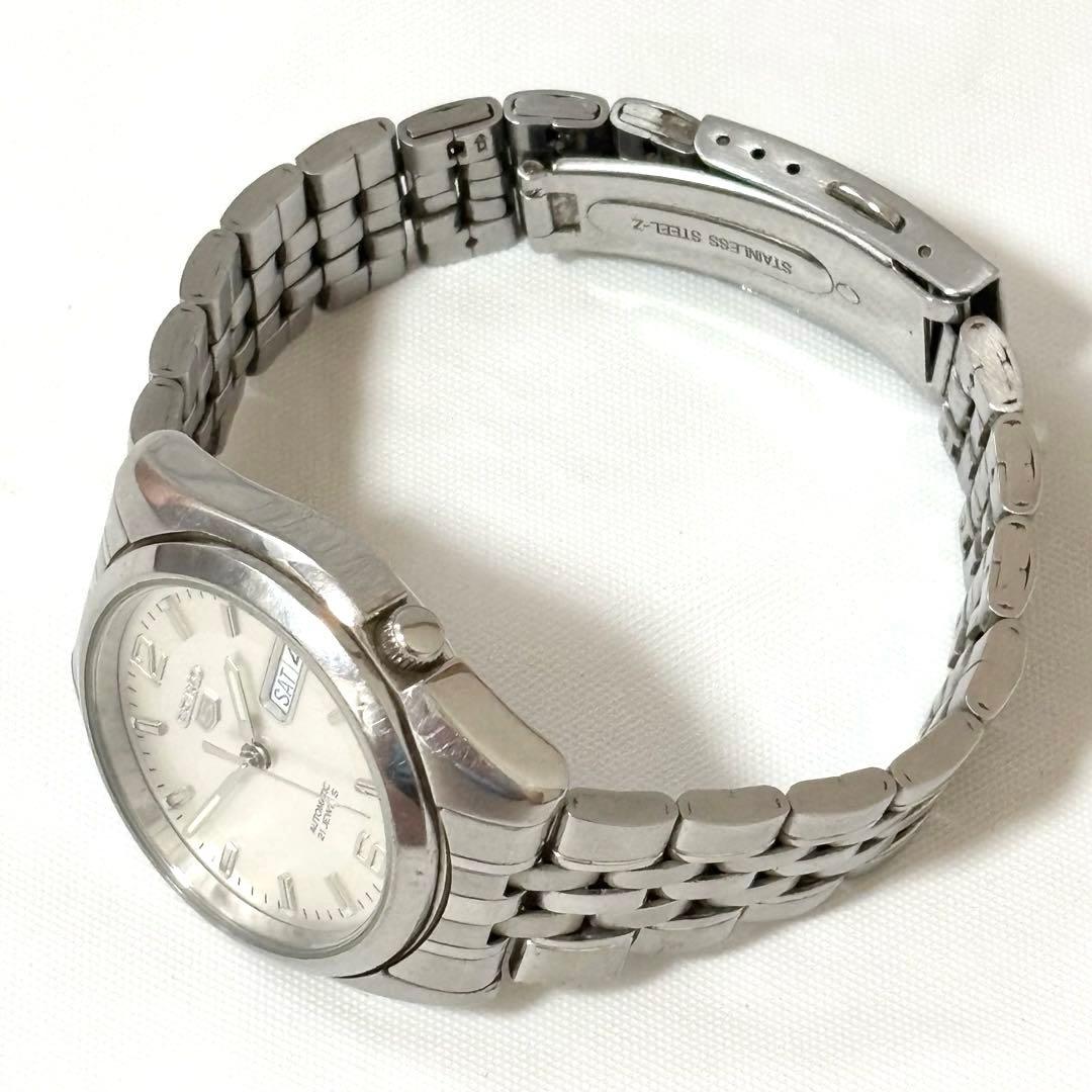 美品 稼働✨SEIKO 5・自動巻き 裏スケ 3針 デイデイト シルバー