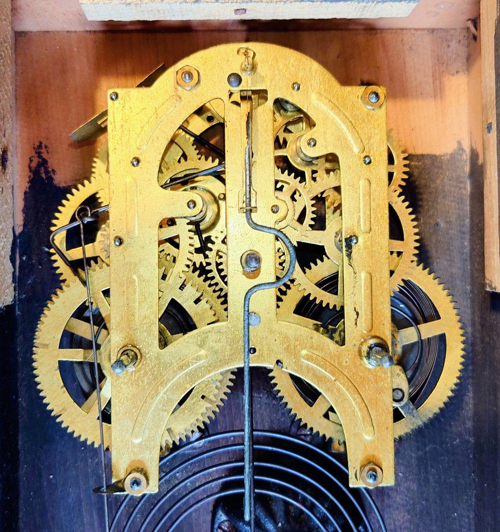 〈OH済完動・美品〉今津時計店EPOCH印　宮型ゼンマイ振り子掛け時計