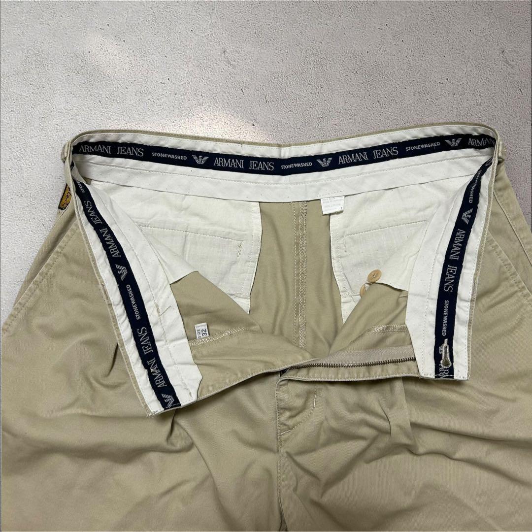ARMANI JEANS 90s2タックチノショートパンツベージュチノパンワイド