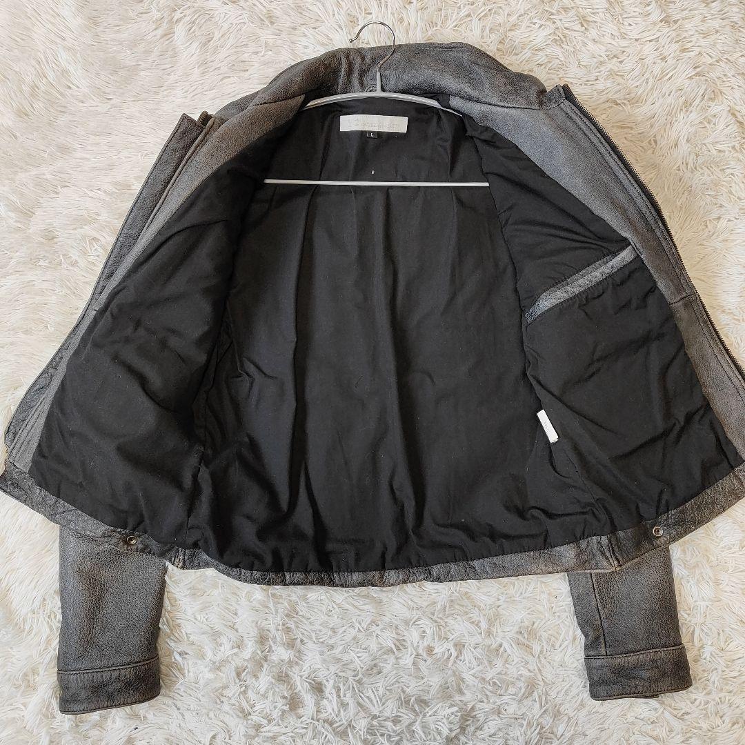 Y´2 LEATHER レザー シングルライダース M〜 L 牛革 グレー