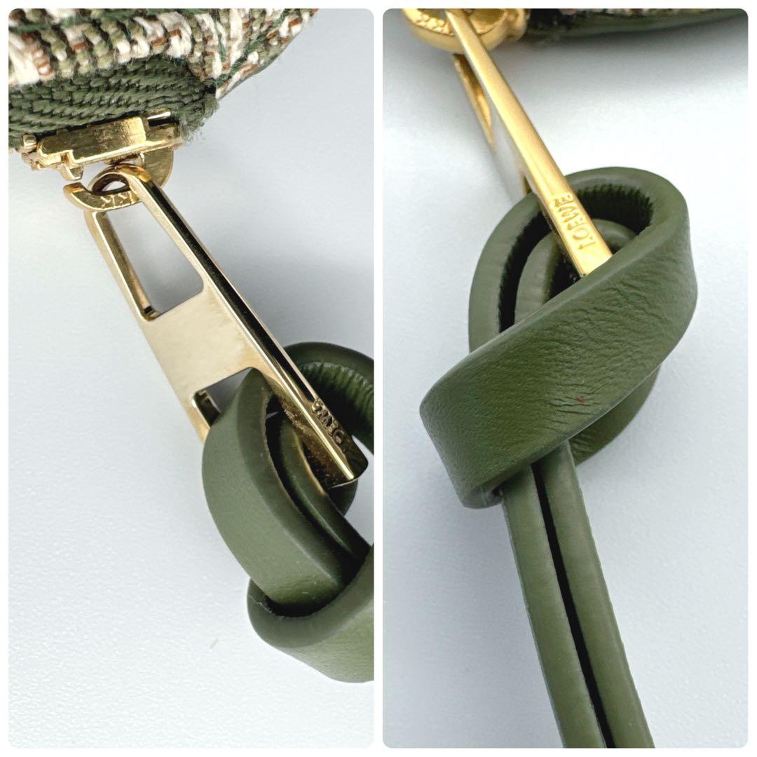 ❤️美品❤️ロエベ　リピートアナグラム　ジャガード　サークルケース　カーキ