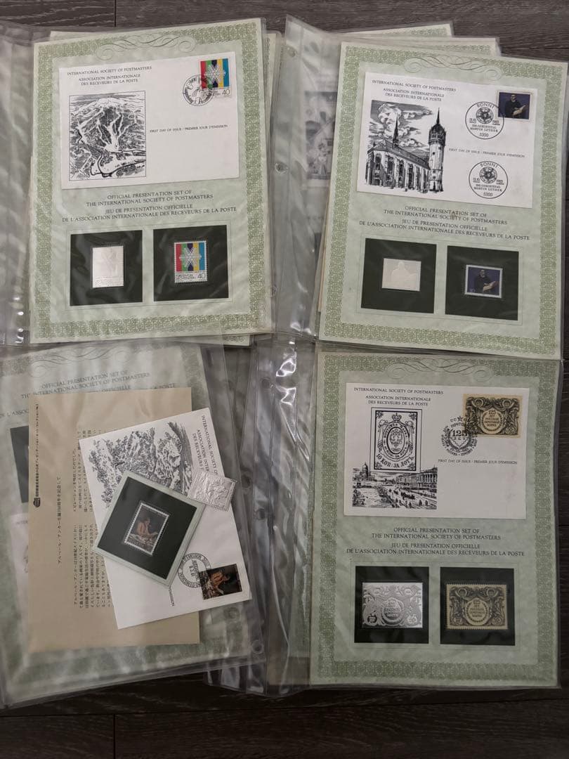 国際郵便局長協会 公式プレゼンテーションセット 純銀製切手プレート36枚