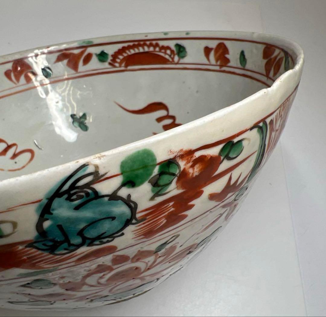 中国明時代 明代の大椀 果物鉢 南京赤絵大壷 置物 アンティーク 骨董