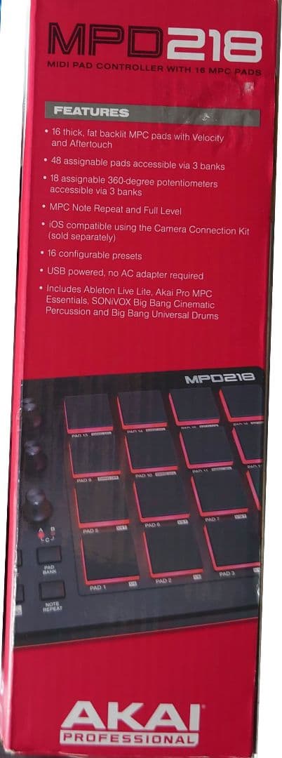 箱・取説・USBケーブル】AKAI MPD218 MIDIパッドコントローラー