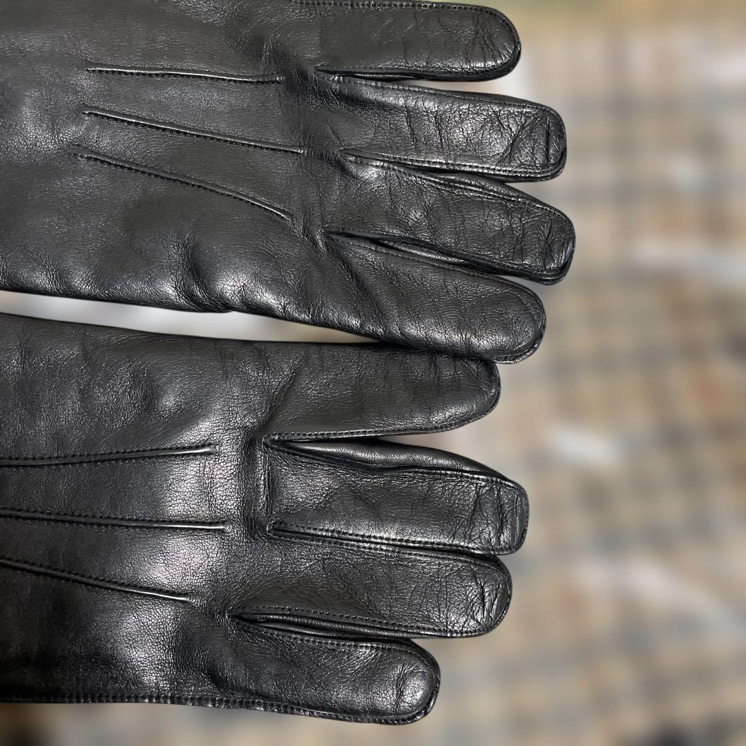 未使用近い】新品艶感そのまま/COACH本革レザー防寒手袋Mメンズ 楽天