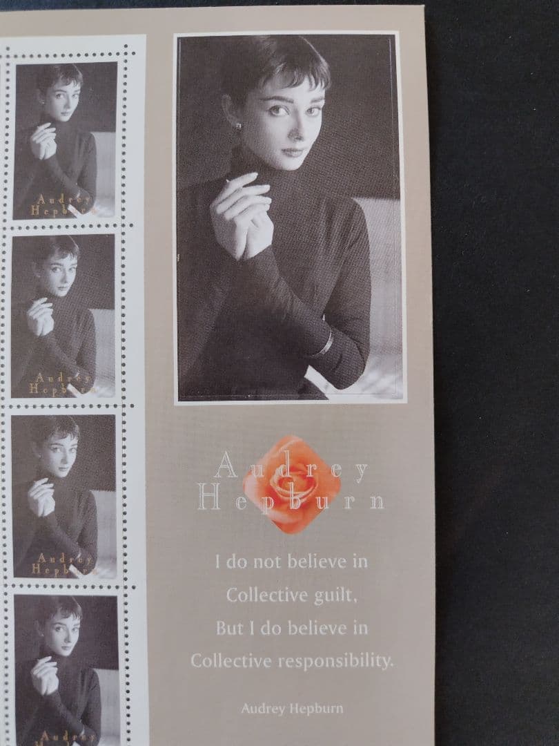 ★オードリーヘップバーンのスタンプ風シール4種コンプリート