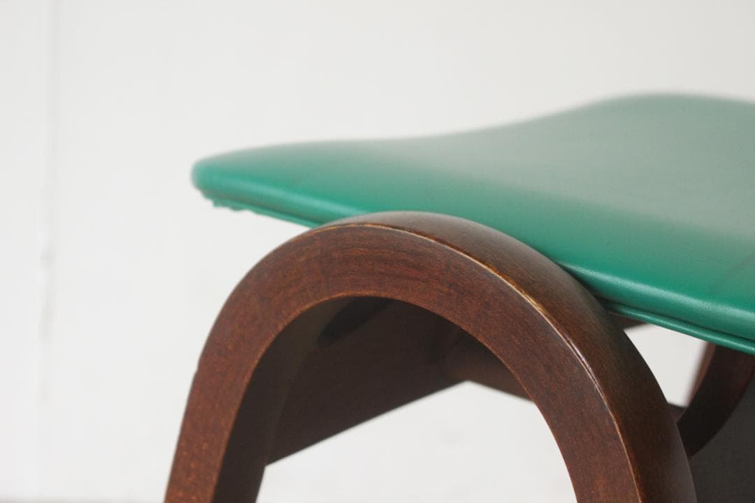 秋田木工 剣持勇 スタッキングスツール No.202 レトロ 曲げ木 椅子 緑