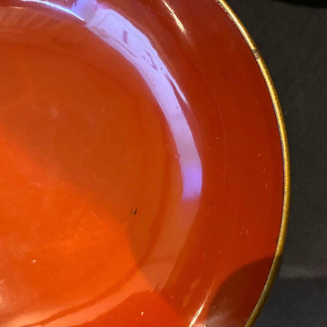 時代物骨董　木製漆器吸物椀七客　蒔絵・黒内朱　源氏物語　松風・葵の上　7客組