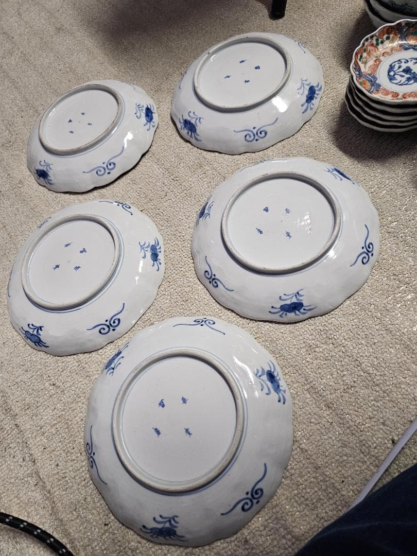 夏*J様 豪華‼️ 幕末明治の染錦 7寸中皿 小皿 なます皿 向付け 各種５客づ