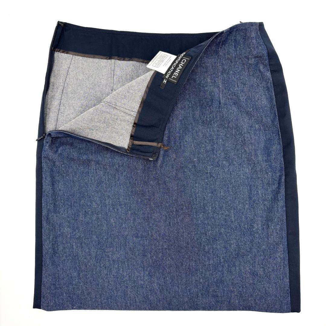 未使用級✨ CHANEL デニム スカート インディゴブルー ココマーク 36