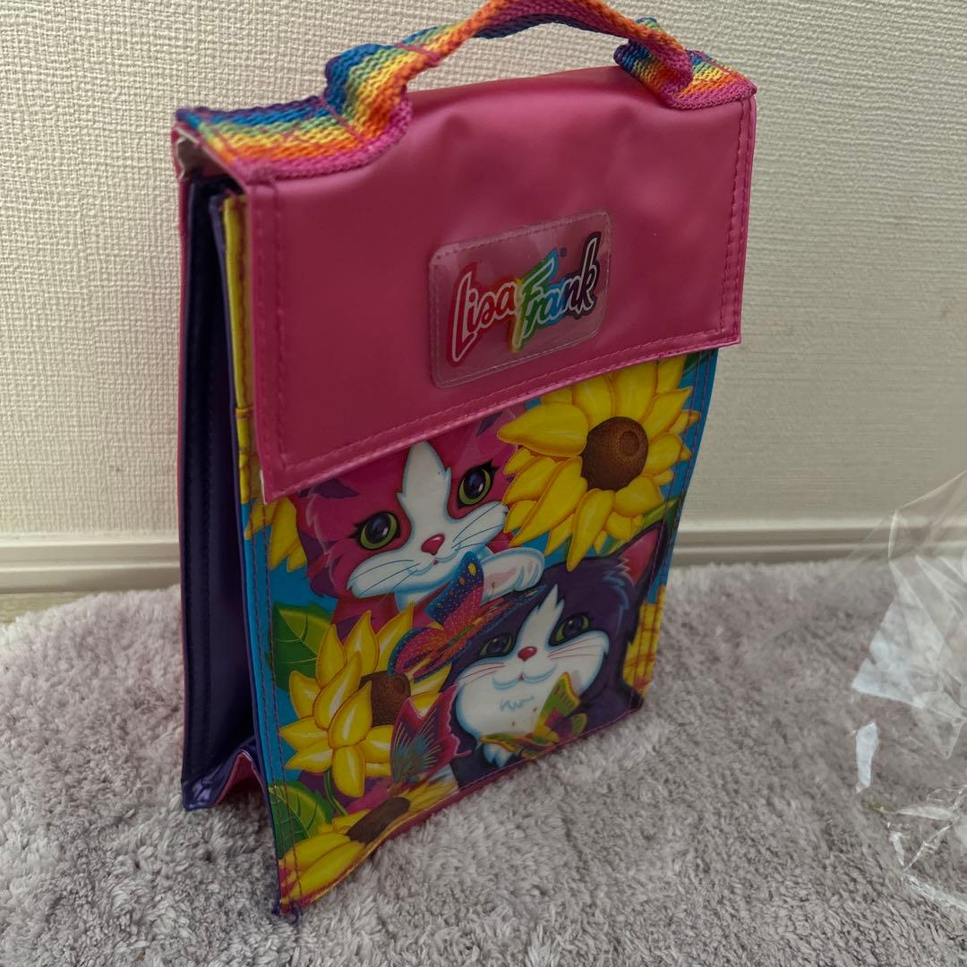 ヴィンテージ 90 年代のリサフランク猫フラワーレインボービニールランチバッグ