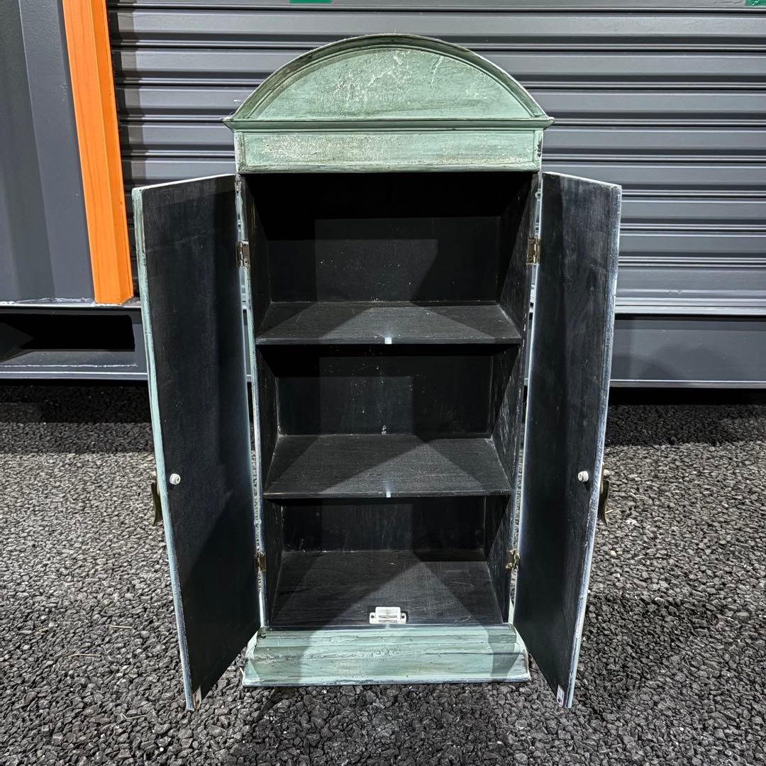 シャビーシック】アンティーク風 キャビネット グリーン 小型収納家具