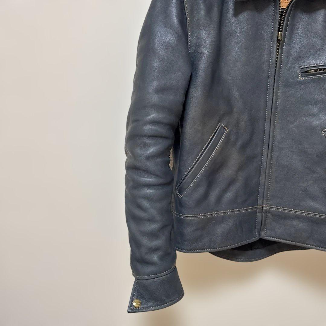 天神ワークス コバルトブルー JT-01 シングルジャケット レザー