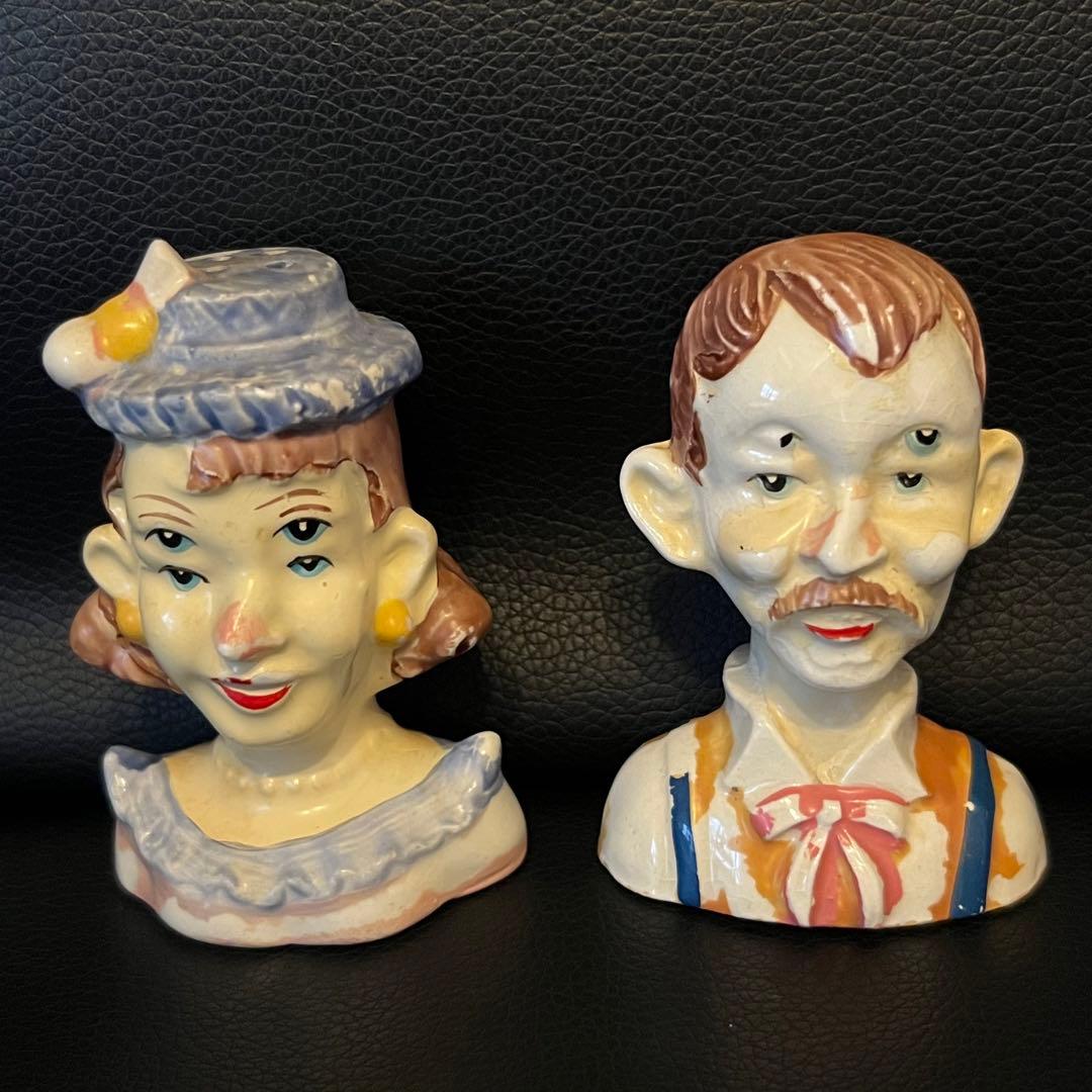 山羊に乗った仕立て屋夫婦 磁器人形 一対