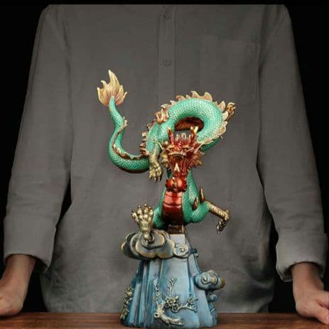 定価19万 中国、工芸品 四季龍神 置物 風水 強運、豪運 金属 龍神
