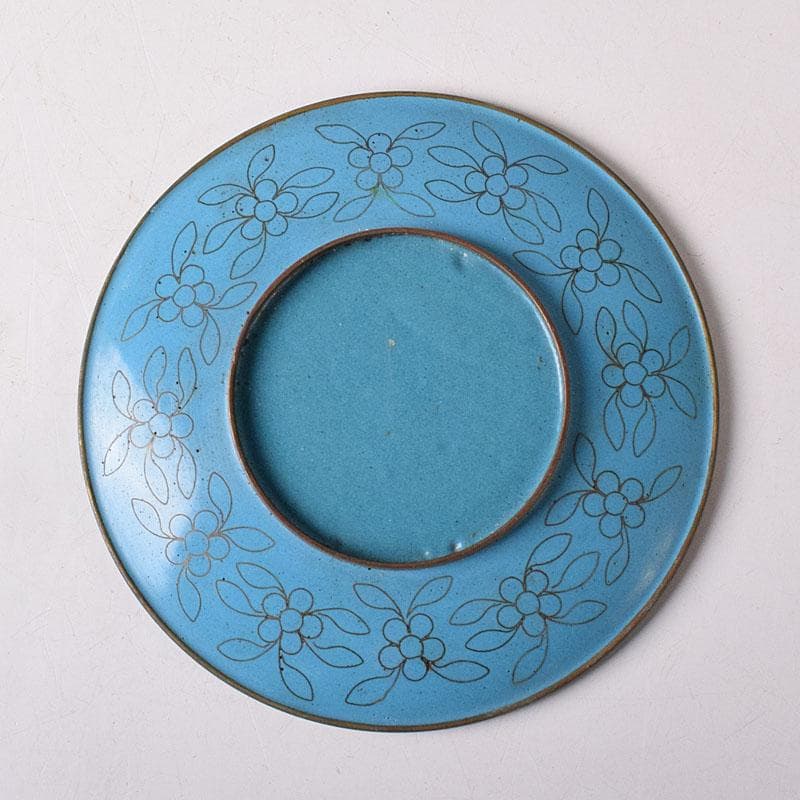 中国 古七宝琺瑯彩 花蝶文盤 皿 V R8772 上海 香港