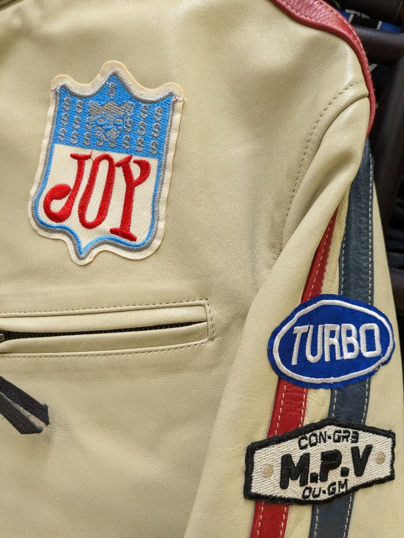 ま*。様 リューグーレザー☆馬革ベージュ シングルライダース 脱着可能