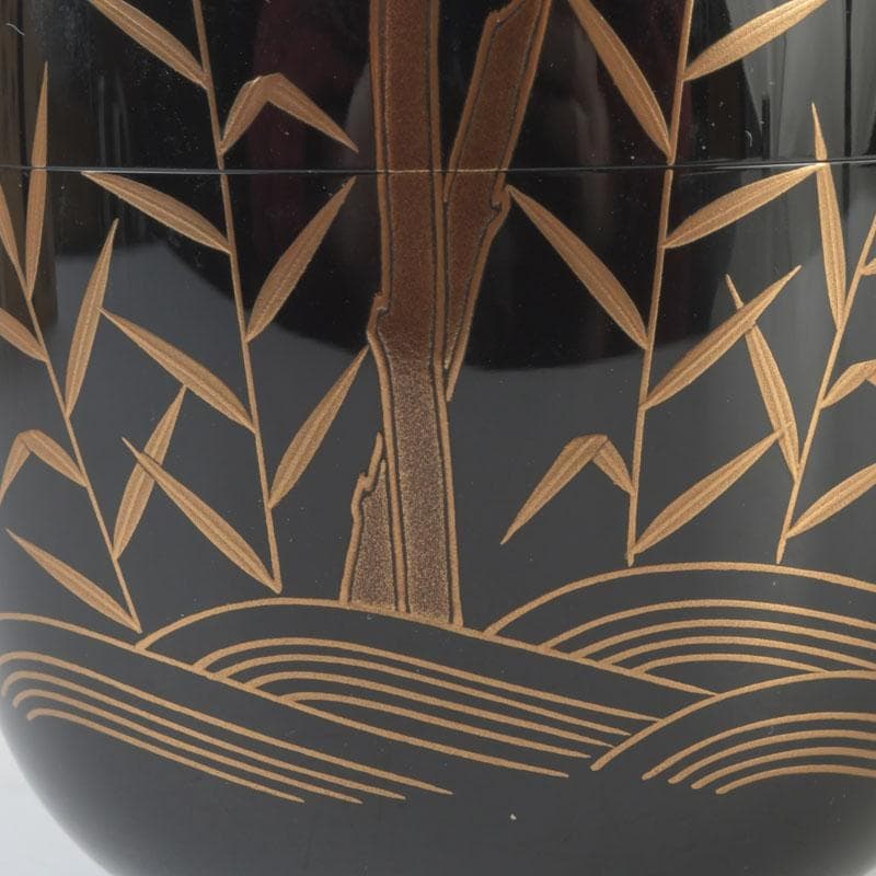 茶道具 加賀蒔絵師 中村孝也作 川蝉蒔絵 中棗 共箱 V 9571