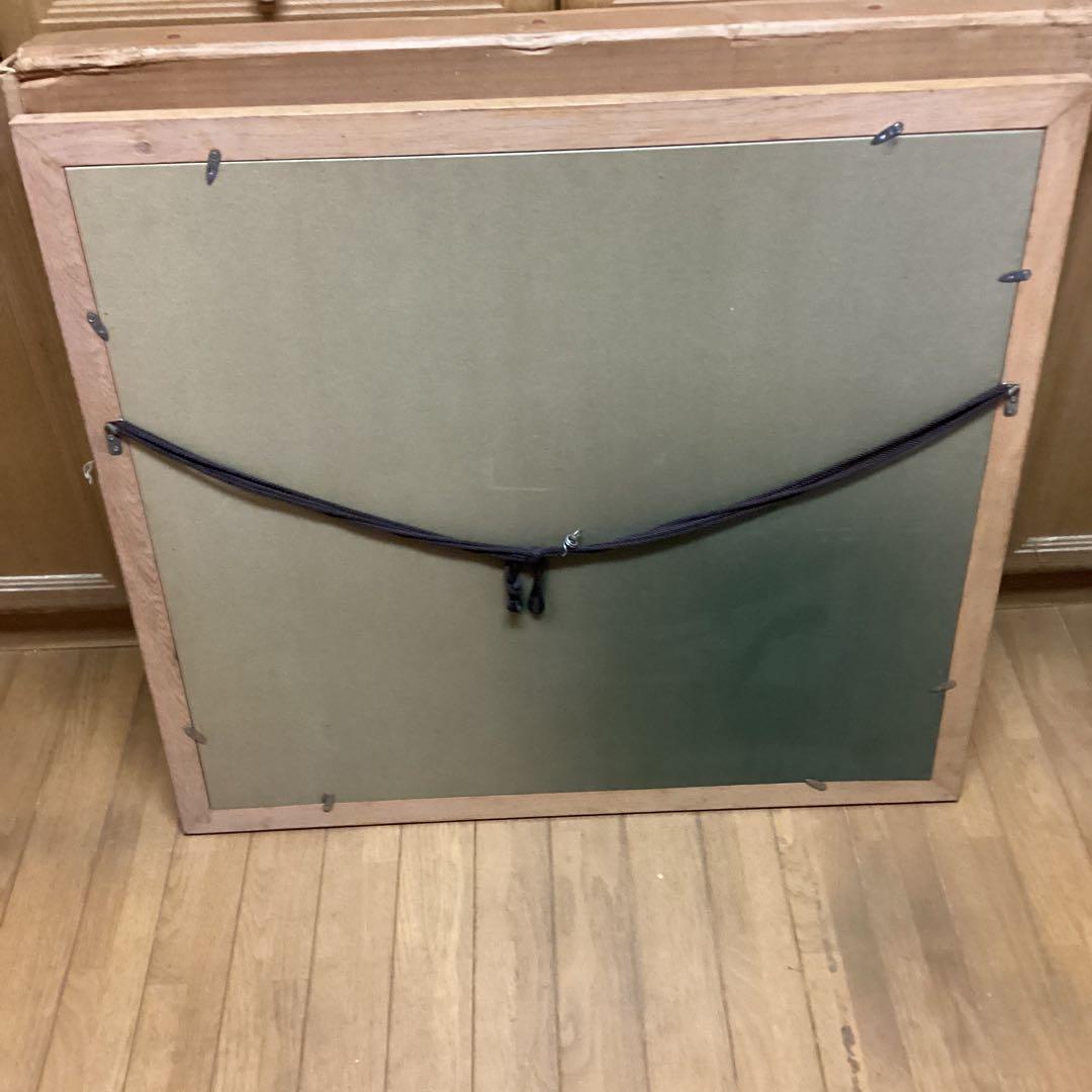 六代目　歌川豊国作　【　遊鯉図　】　木枠額装　日本画手描き板画