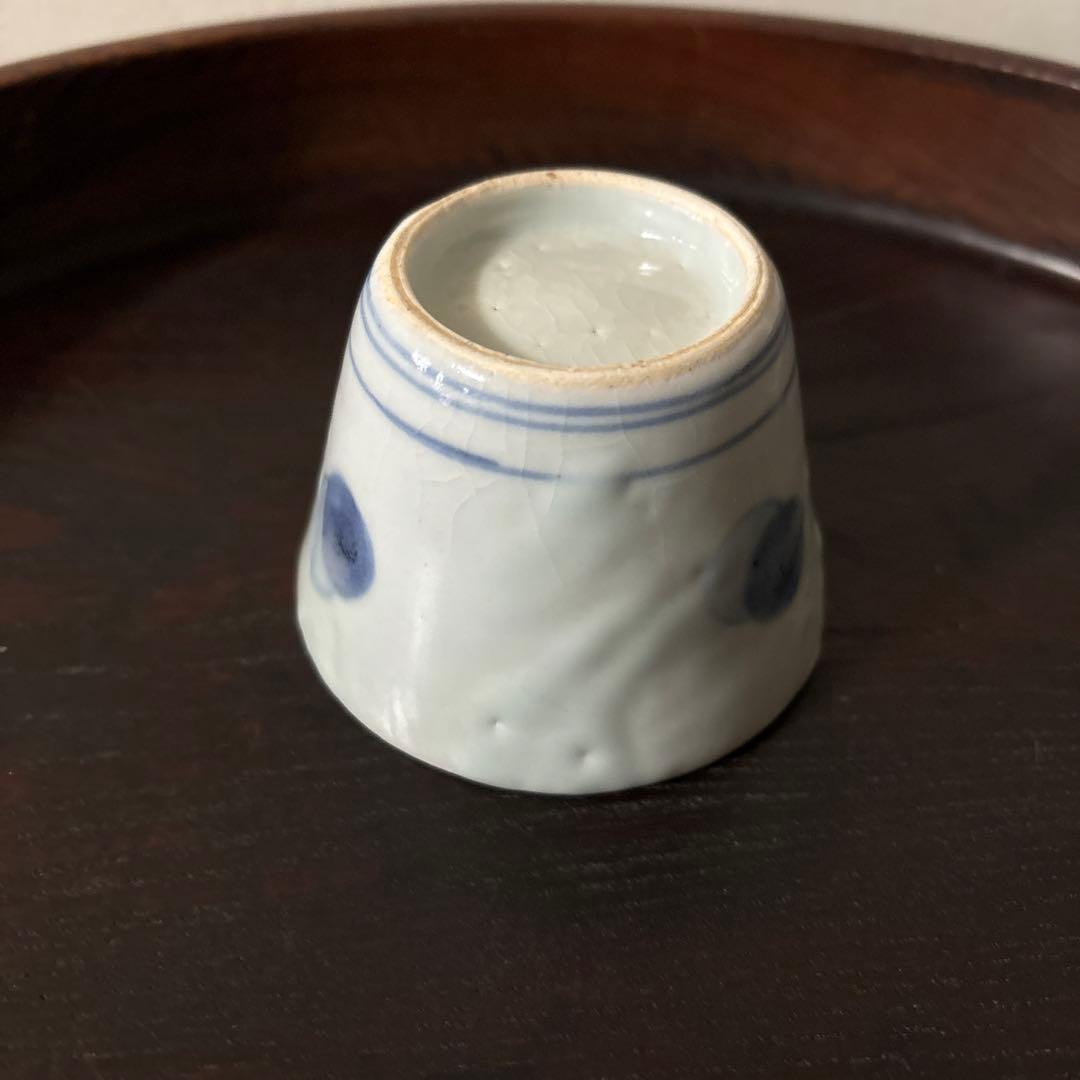 古伊万里染付丸文蕎麦猪口 生掛け くらわんか 江戸前期 白磁 検: