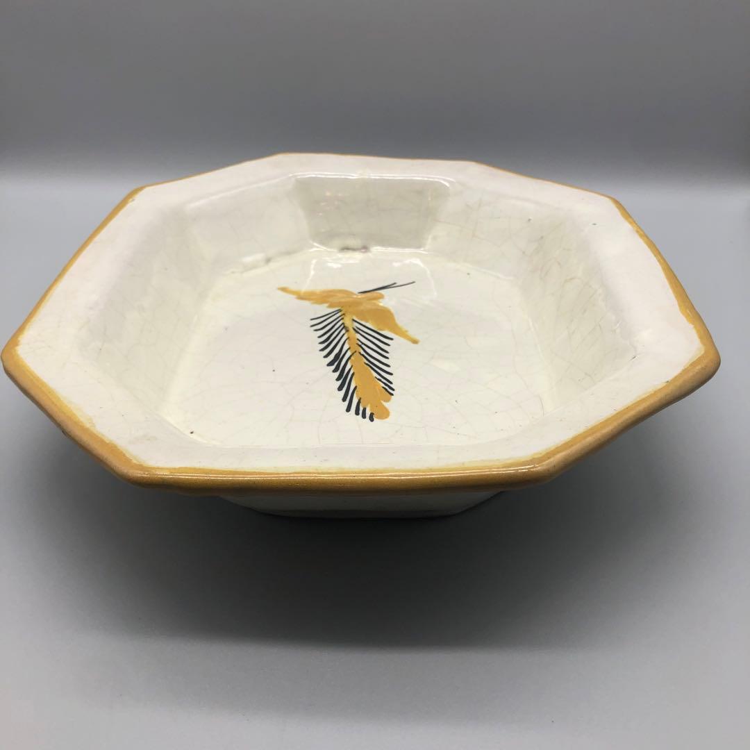 メキシコプエブラタラベラ焼ビンテージ陶器伝統工芸鳥バード八角大皿プレート34cm