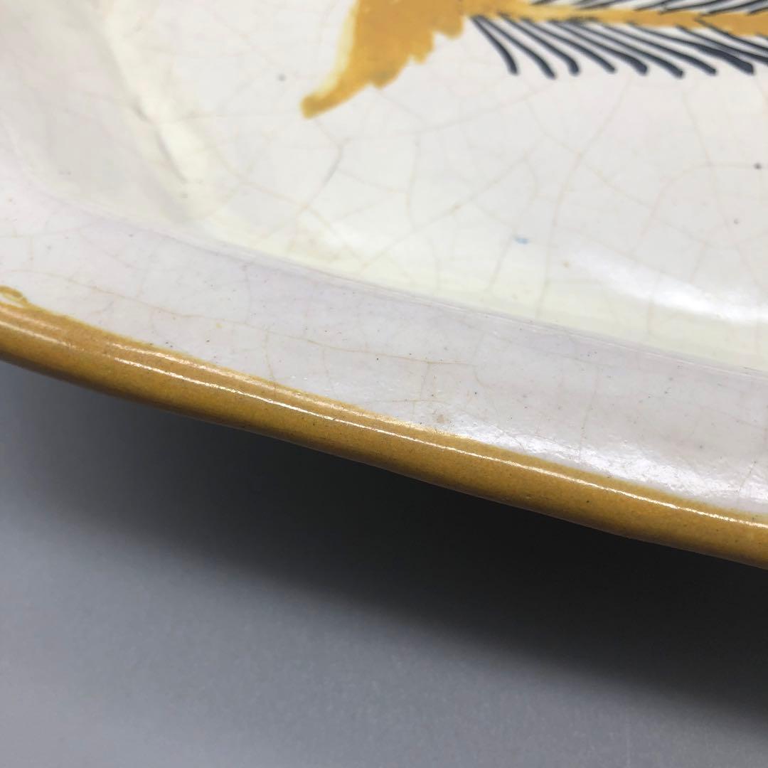 メキシコプエブラタラベラ焼ビンテージ陶器伝統工芸鳥バード八角大皿プレート34cm