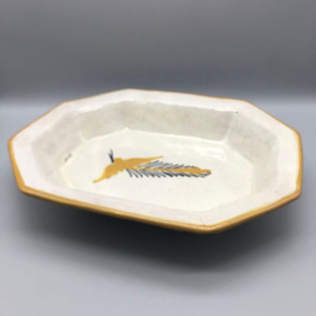 メキシコプエブラタラベラ焼ビンテージ陶器伝統工芸鳥バード八角大皿プレート34cm