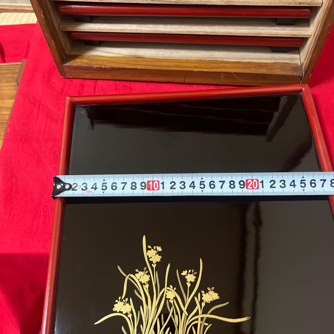 逸品！ レア！ 東京美術倶楽部本郷家所蔵 蒔絵本塗お盆五客 時代保管