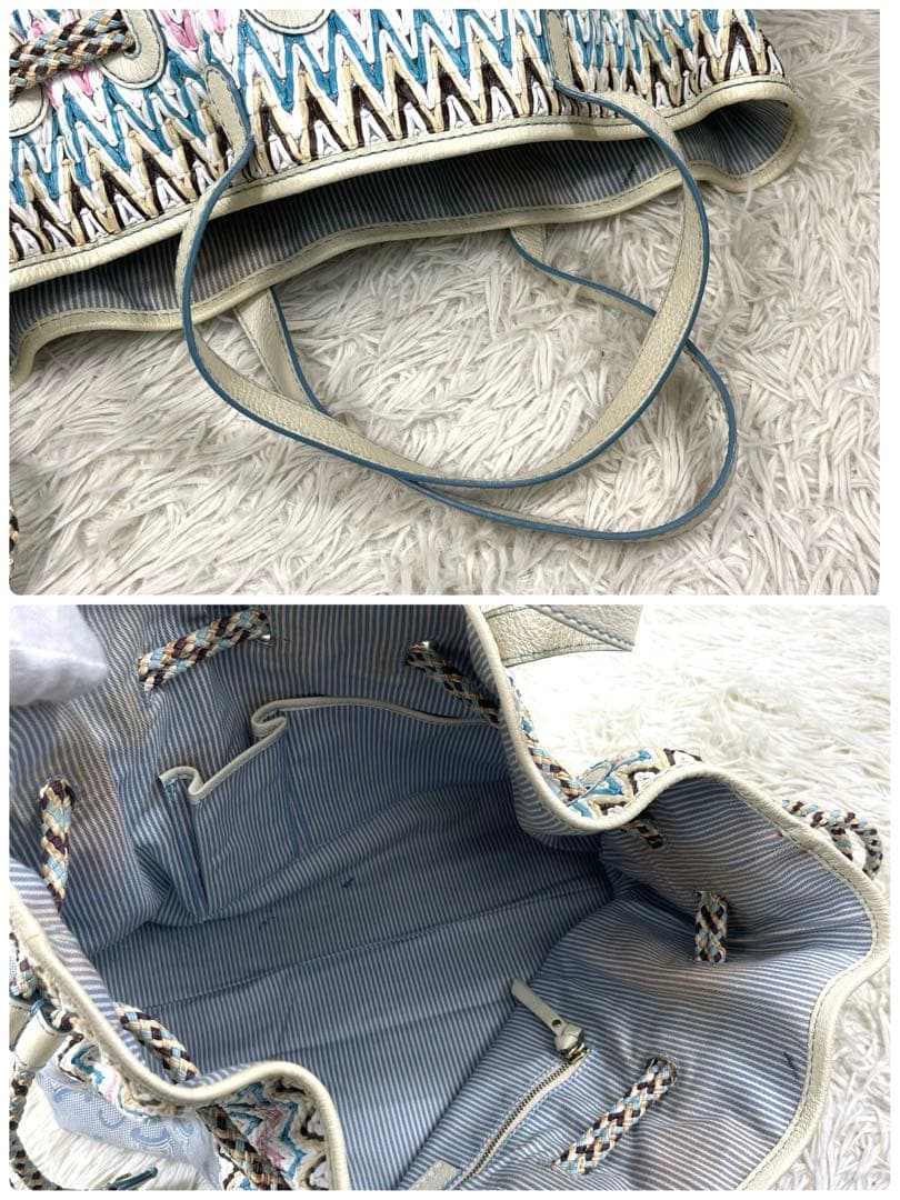 CELINE ハンドバッグ　Cマカダム　ストローハンドバッグ　キャンバス