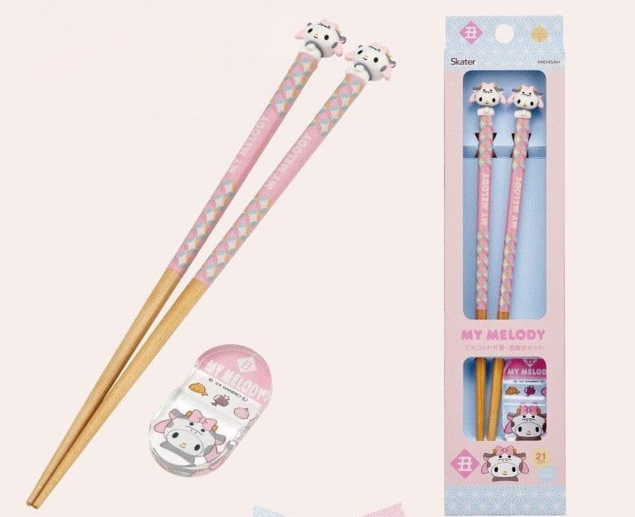 19日まで　サンリオ　人気　マスコット付き　干支箸+箸置 12本セット　限定コレ