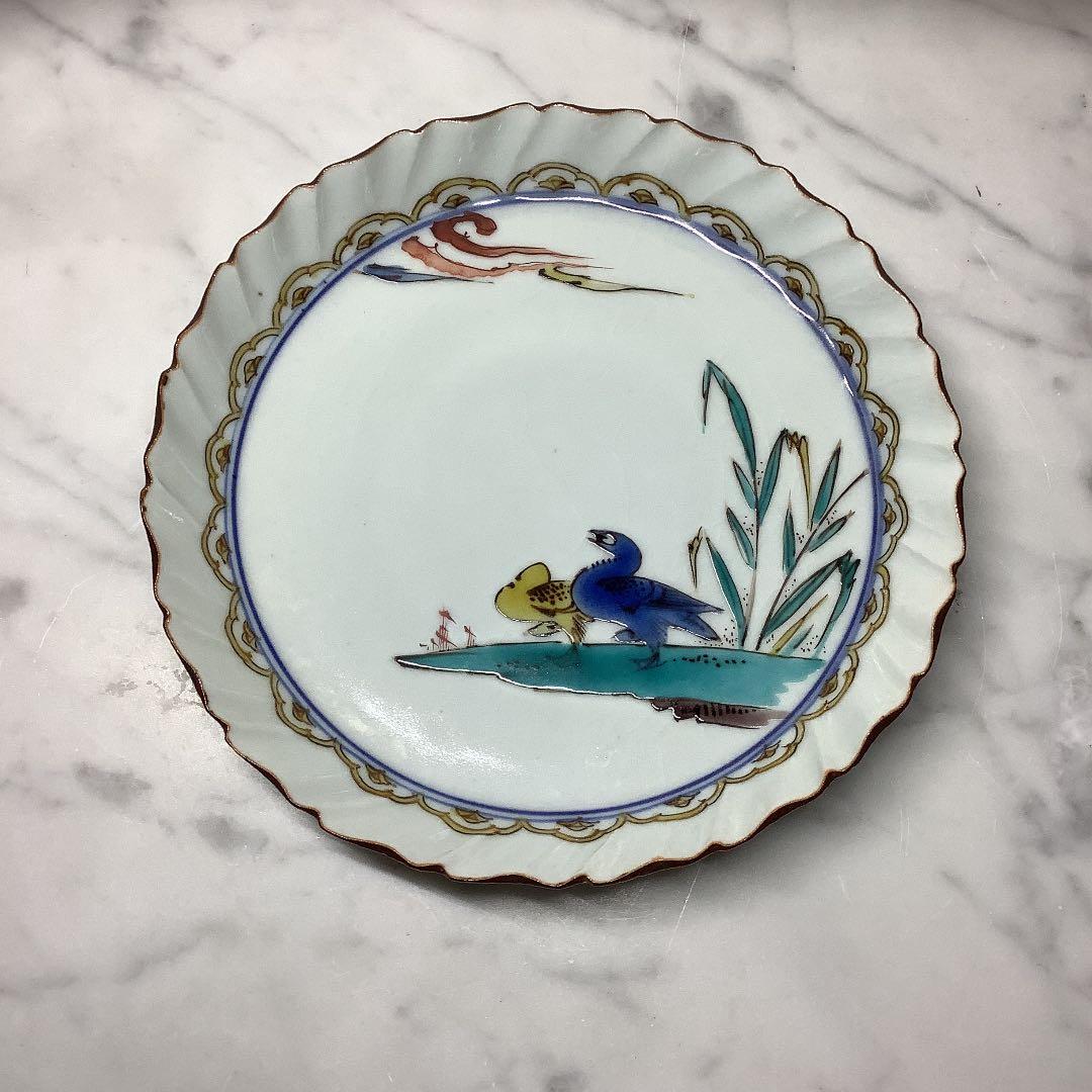 「お値下げ」九谷焼　二代　松本作吉　花鳥絵　銘々皿　五客