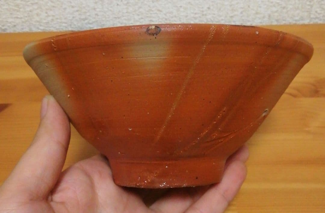 人間国宝 藤原雄作 備前焼 緋襷 茶碗 共箱 共布 略歴付 茶道具