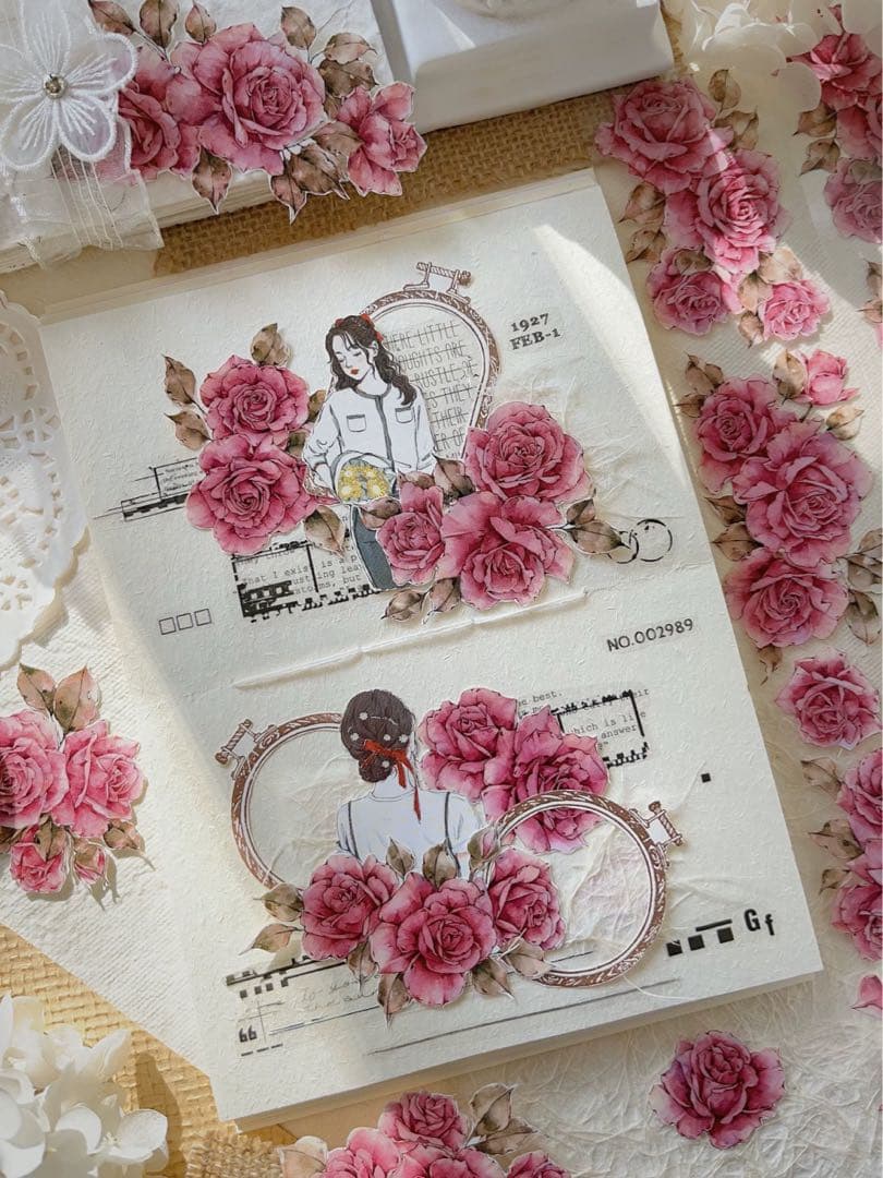 壹洱原创《粉颜》海外マスキングテープ　マステ 【1558】