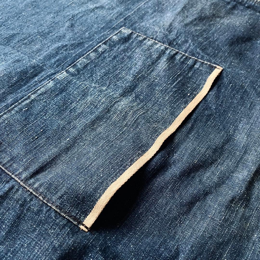 50s60s 耳付き ビンテージ デニム エプロン インディゴ